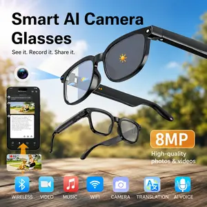 AI Smart Camera Glasses with 8MP 1080P Video Recording, Photochromic Lenses, Touch Control, 160+ Languages Translation, Bluetooth Audio, UV Protection for Travel, Outdoor Sports & Hands-Free Capture, Father's Day Gift, Button, Usb