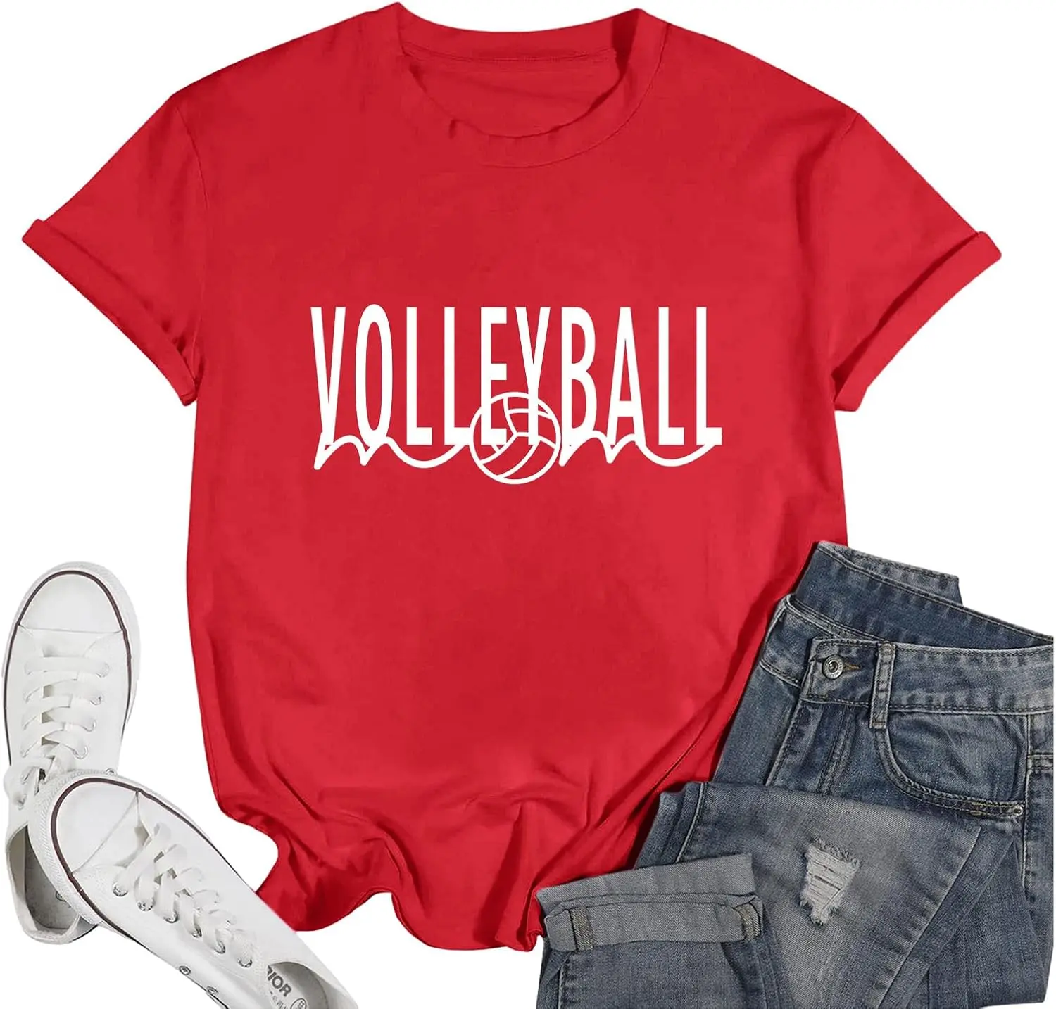 Volleyball Mom Shirt for Women Volleyball Game Day Practice Shirts Volleyball Gifts Graphic Tees Cotton T Shirt Tops