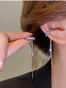 Chic Long Tassel Ear Cuffs Without Piercing, Unique Cold Aesthetic Design, Versatile Sweet and Cool Ear Accessories Earcuff