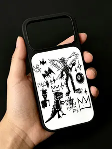 Dark Graffiti Skeleton Dinosaur Shockproof Phone Case with Ultra Skin friendly Touch, All Inclusive Lens Suitable for Apple 17 16 15 14 13 12  Shockproof Drop ProtectionDurable