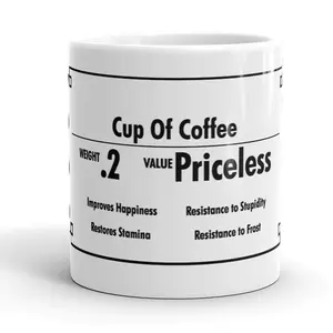 Cup of Coffee Inventory Value Priceless Funny Ceramic Coffee Drinking Mug  - 11oz Funny Coffee Mugs Ceramic Printed Drinkware Cup