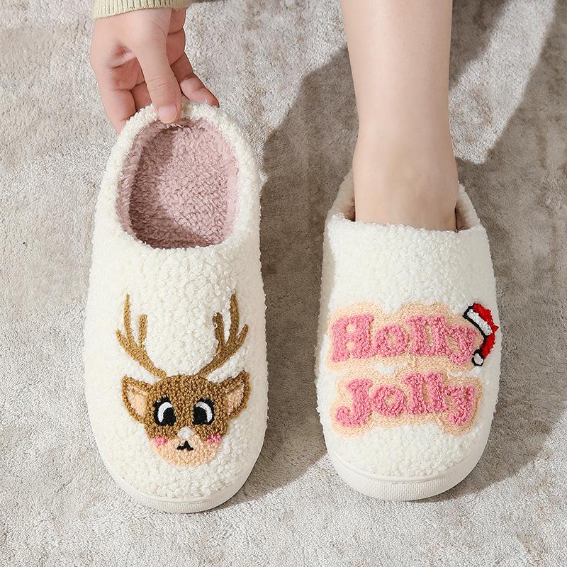 Women Men Christmas Slippers Memory Foam Slippers Warm House Slippers Cozy Fuzzy Bedroom Home Shoes for Indoor Outdoor