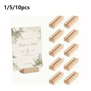 1/5/10pcs Wooden Acrylic Sign Holder, Table Number Card Stand, Business Card Display Rack, Ideal for Weddings, Parties, Hotels, New Year Celebrations