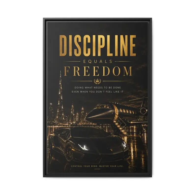 Discipline Equals Freedom Poster, Motivational Wall Art, Quality Ppaper 8x12 to 27x40inch