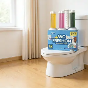 Toilet Gel Fragrance 3+1 Pack, Long-Lasting Odor Eliminator, Scented Fresh Scent Toilet Gel, Bathroom Aroma Gel, 1 Box Set