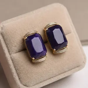 Nomad Jewels | Vintage Deep Purple Gemstone Studs, Retro Rectangular Antique Bronze Earrings, Elegant Quiet Luxury Jewelry, Classic Birthday Gift #purpleearrings #vintagejewelry #quietluxury #statementstuds #antiquestyle #jewelrygift #tiktokshop2026, Fema