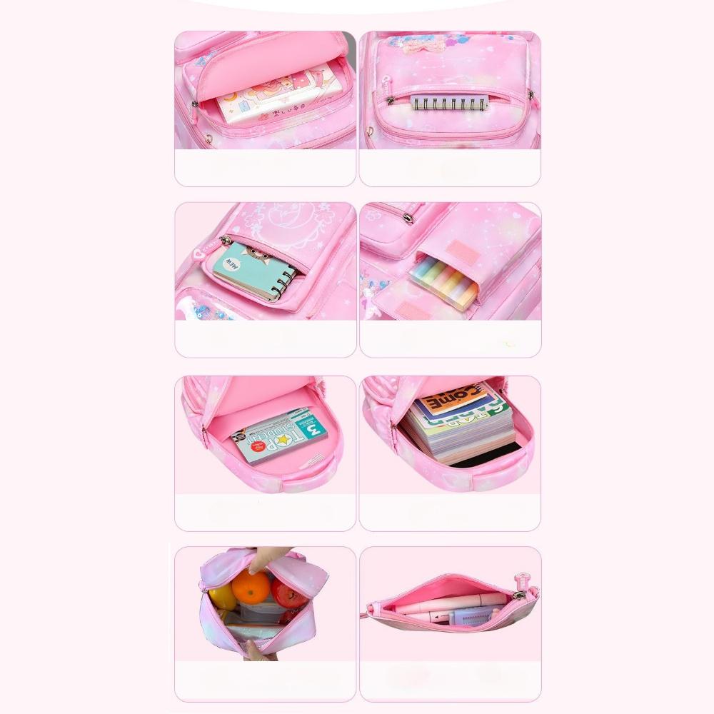 Cute 3pcs Backpack Set, Pink Purple Butterfly School Bag, Pencil Case, Lunch Bag, Casual Outdoor Bag Set