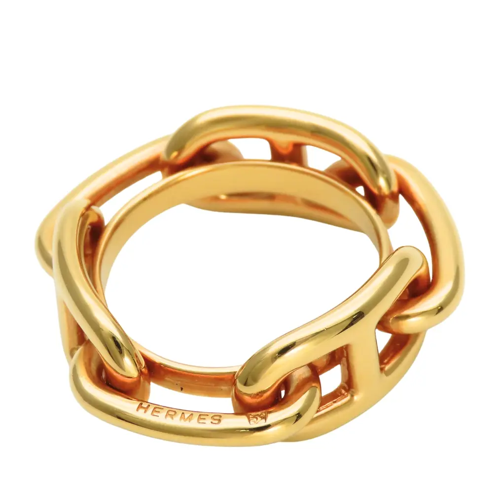Pre-owned HERMÈS Gold-plated Small Leather Goods Hermes Chaine Dancre Scarf Ring
