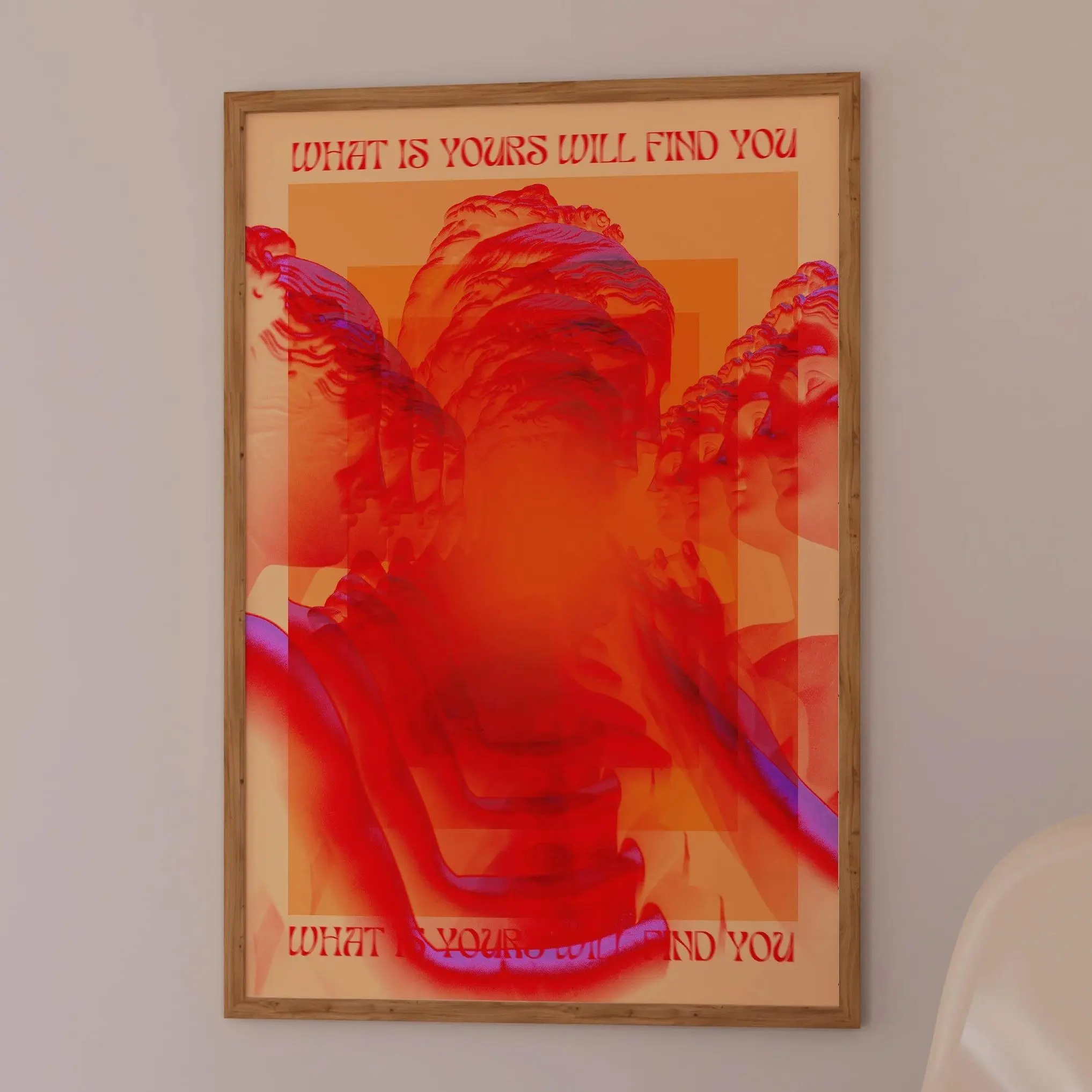 Affirmation Poster 70s Retro Wall Art Red Psychedelic Eye Print Vintage Hippie Decor Trendy Room Poster