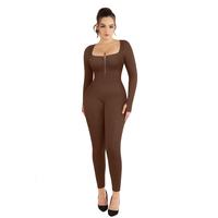 Long Sleeve Jumpsuit-Brown