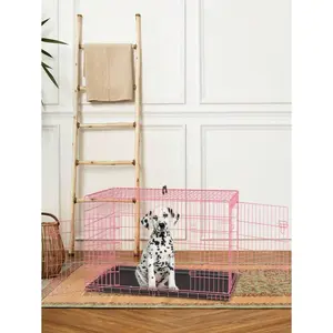 Small Dog Crate For Puppy, 24 Inch Metal Wire Pet Dog Cage For Small Animals Rabbit Indoor Outdoor Foldable Metal Dog Kennel With Divider Panel, Leak-Proof Plastic Pan