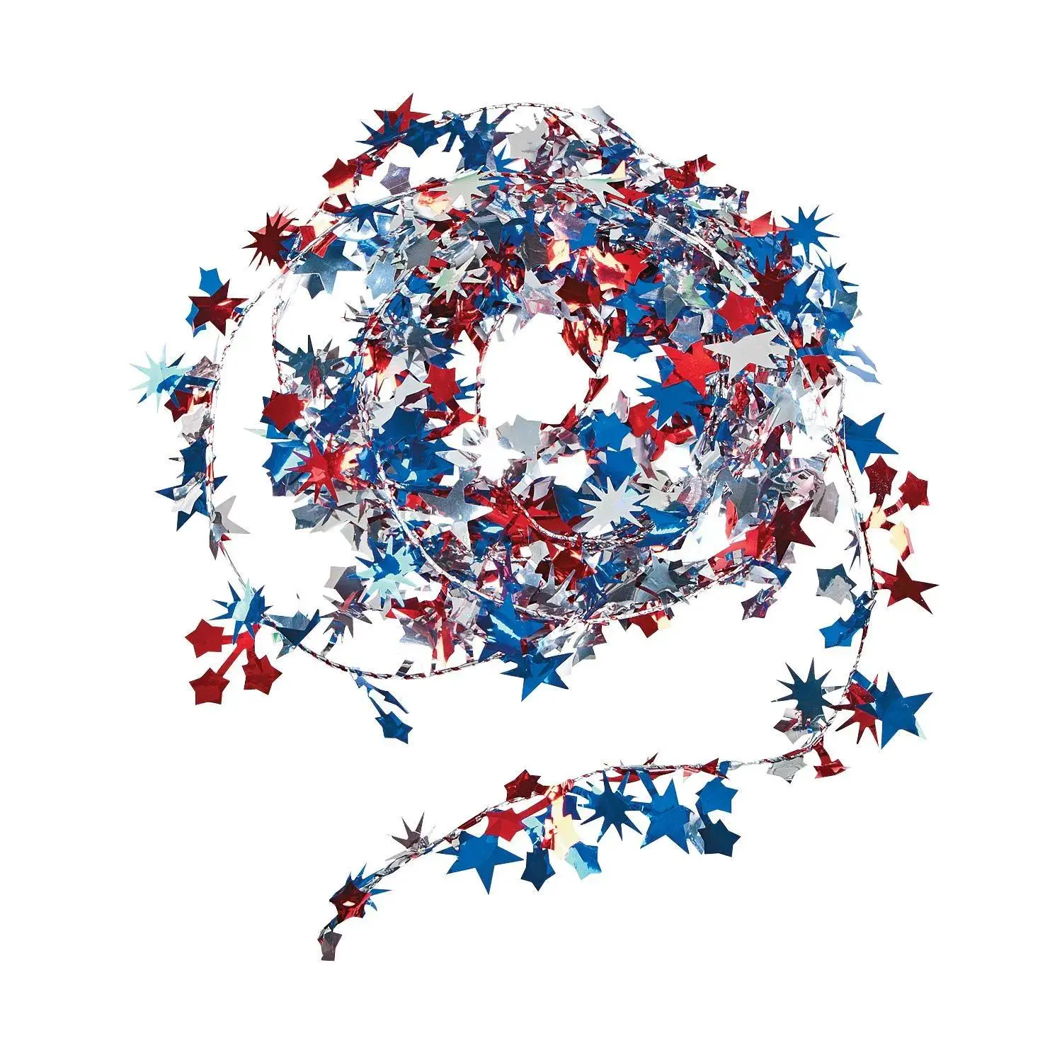 Patriotic Metal Star Shape Wire Foil Mix Garland, Festive Home & Party Decoration Supply