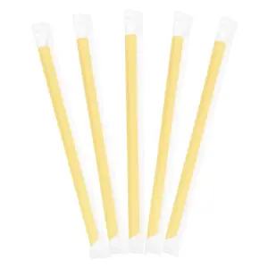 Individually Wrapped Plastic Yellow Boba Straws (9" Length/12mm Diameter) - 2000 Pieces