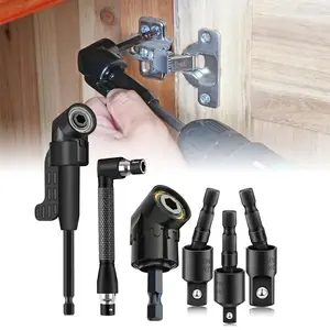 Right-Angle Drill Bit Accessory Set(6pcs), Drill Attachment, Including 3x 360° Rotatable 1/4", 3/8" & 1/2" Impact-Grade Socket Adapters, 2x 105° Hex Shank Angle Adapters & 90° Right-Angle Drill Bit, Heavy-Duty Tool Kit #TikTokShopDealsforYouDays