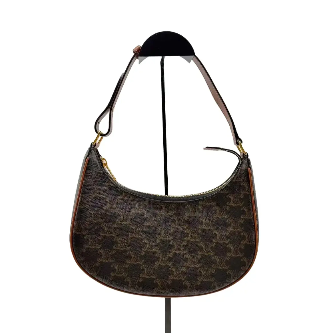 Pre-owned Celine Coated Canvas Shoulder Bags Triomphe Ava Shoulder Bag Tan