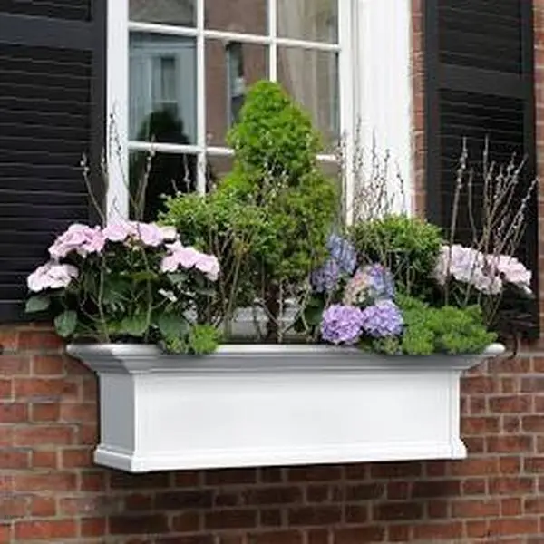 Mayne 8827-W Yorkshire Large Window Box, 7 ft, White, Outdoor Garden Planter for Home Improvement, Large Window Boxes