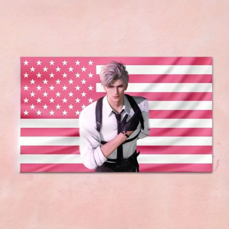 Sylus Pink American Flag Gaming Durable Decorative Tapestry - Heavy-Duty Polyester Tapestry Wall Hanging, 3x5ft, No Electricity Needed, Ideal for Game Room, Home Room Decor accessory funny easy installation kit apartment