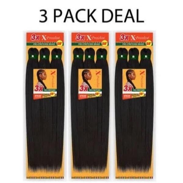 Sensationnel African Collection Jumbo Braid Pre Stretched X Pression Hair 3x 58” ( 30 Auburn 3 Packs )