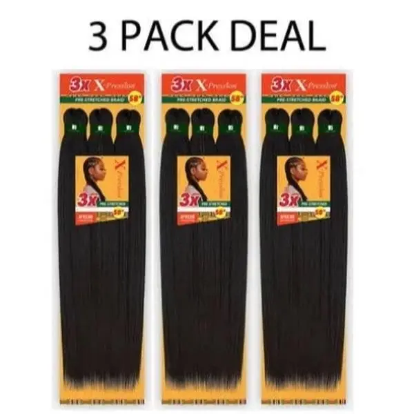 Sensationnel African Collection Jumbo Braid Pre Stretched X Pression Hair 3x 58” ( 30 Auburn 3 Packs )
