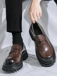 Men's Business Solid Color Lace Up Loafers, Round Toe Footwear, Fashionable Casual Comfortable Shoes for Daily Wear, Breathable Non-slip Shoes for Men