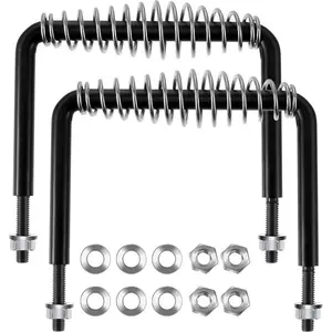 2 count 6" Steel Spring Handle 5" Wide Overall with 1/2" Steel Rod for BBQ Pits  Custom Metal Projects  Stove Handles Replacement Grill Barbecue Tool Sets(Black)