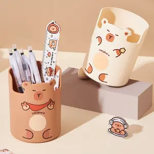 1PC Capybara Pen Holder Office Desktop Organizer Large Capacity Cute Desk Accessories Storage Bucket  Stationery Supplies Home Desk Decor