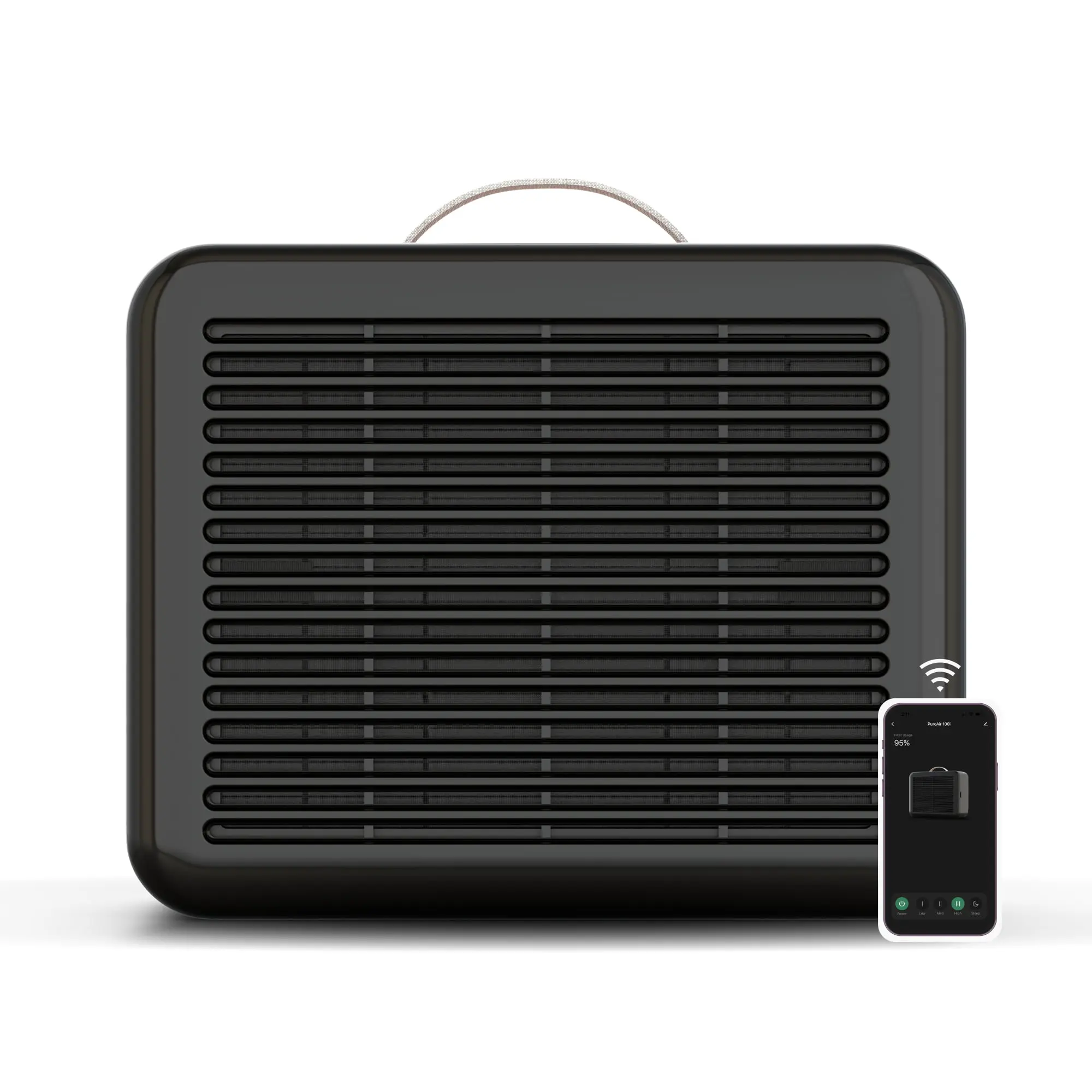 PuroAir 100i Small Room 550 sq ft Smart WiFi HEPA Air Purifier - True HEPA Filter, Modern, Compact Household Air Purifier for Home Use, Hepafilter, Smart Wifi Purifier