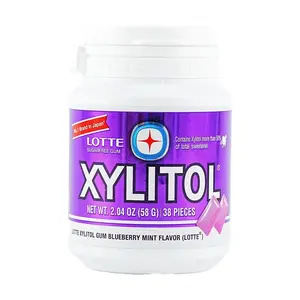 LOTTE Xylitol Sugar-Free Gum, Blueberry Mint Flavor, 58g - Fresh Breath & Invigorating
