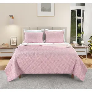 Izod 100% Cotton Percale Pre-Washed Set,-Soft & Reversible Bedding, Twin Cotton Comforter, Wrinkle-Resistant 2-Pc Cotton Bedspread with Matching Shams, All-Season - Pink