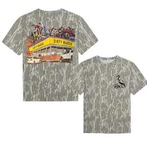 Waffle Home Tee Dirty Marsh Outfitters Backshore Bottomland Washed Out Mossy Oak Camo Cotton T Shirt, 3D Style Hunting T-Shirt, Stretch Outdoor Shirt, Gift for Dad, Gift for Him