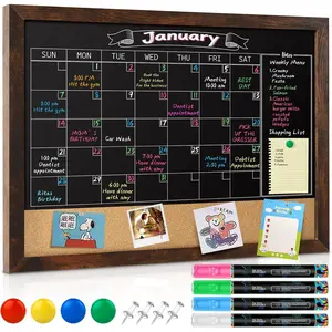 Chalkboard Calendar 24" x 18" Chalk Board Calendar for Wall  Chalkboard Framed,Wall Mounted,Blackboard for Office,Kitchen,School,