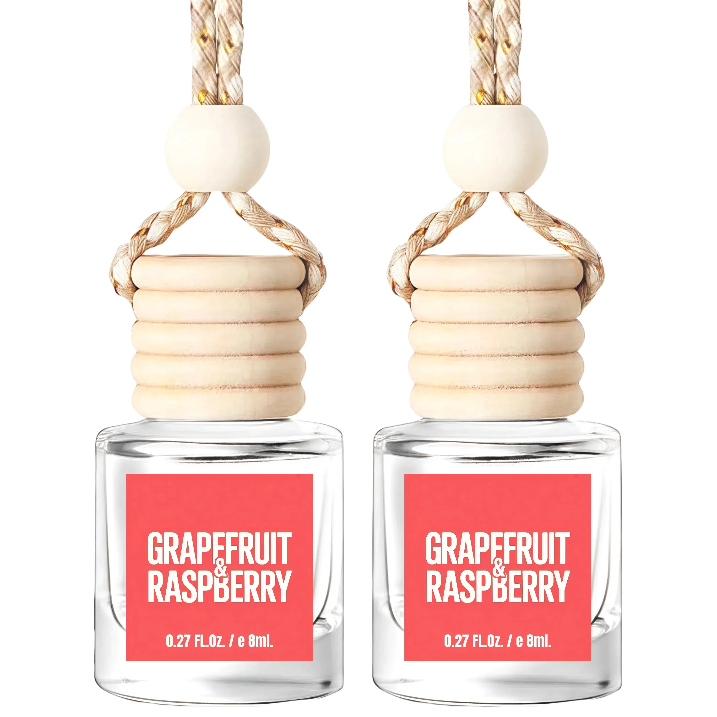Scented Car Air Freshener - Long Lasting Car Diffuser - Last 60+ Days, Grapefruit & Raspberry 2-Pack, Hanging Diffuser for Rear View Mirror, Zesty & Clean personalized  car  freshener