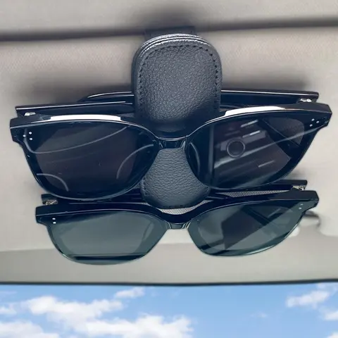 Magnetic Suede Leather Car Sun Visor Sunglass Holder - Portable Clip, Scratch-free Hold, Car Organization Accessories, Universal Truck Van Interior Stowing Tidying Item