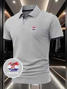 Men's Summer Short-Sleeve Polo Shirt - Croatia Flag Print Design, Minimalist & Stylish, Breathable & Comfortable, Suitable for Daily Wear, Sports & Fitness, Business Gatherings, A Must-Have Casual Shirt for Mature Men