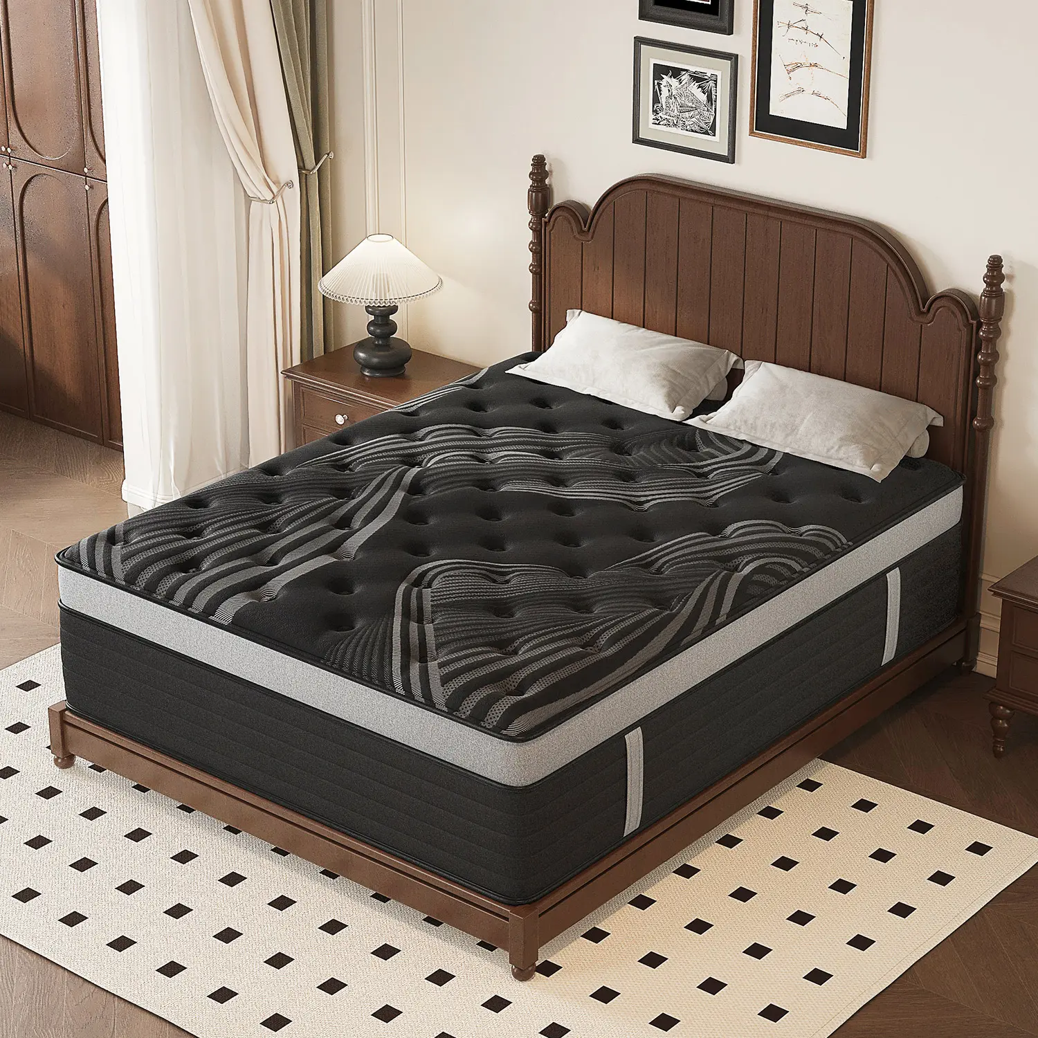 12/14 Inch Twin Full Queen King Mattress Memory Foam And Spring Hybrid Mattress Medium Firmness, Lumbar Support For Home Rooms Hotels, Boxed Halloween ChristmasGift Furniture Ergonomic queen size mattress Interior Modern