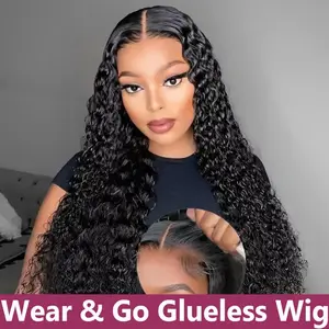 Bling Hair Glueless Wig Human Hair 6x4 5x5 Pre Cut Lace Wig Human Hair Ready To Wear Deep Wave Lace Closure Wigs for Women