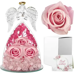 Preserved Rose Gifts for Mom Forever  in Angels Figurines,  Rose in Angel Statue Birthday Anniversary Wedding Gifts for Her Mom Wife Girlfriend