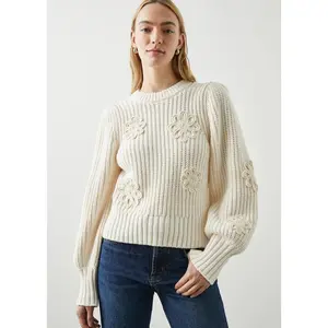 RAILS Romy Sweater - Ivory Crochet Daisies