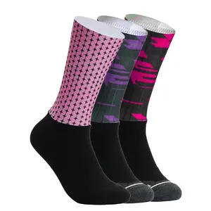 2025 Aero Cycling Socks for Men - CoolMax Breathable & Silicone Grip, Moisture-Wicking Sports Socks with Non-Slip Dots, Beige Lightweight Bicycle Socks grip socks