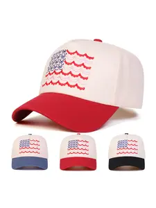 Unisex American Flag Baseball Hat, Adjustable Sun Protection Casual Cap, Fitted Asymmetrical Design for Spring & Fall Travel Beach Vacation