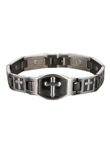 Men's Stainless Steel Bracelet, Cross Design Jewelry Gift, Includes Size Tool, Suitable for Any Occasion, Fashionable Accessory