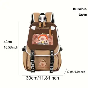 Cute Capybara-Themed Backpack with Adjustable Straps - Durable Nylon, Zipper Closure, Tablet Compartment, Multiple Pockets - Perfect for Travel & Everyday Use, Ideal Gift for Capybara Lovers, Cute Backpack