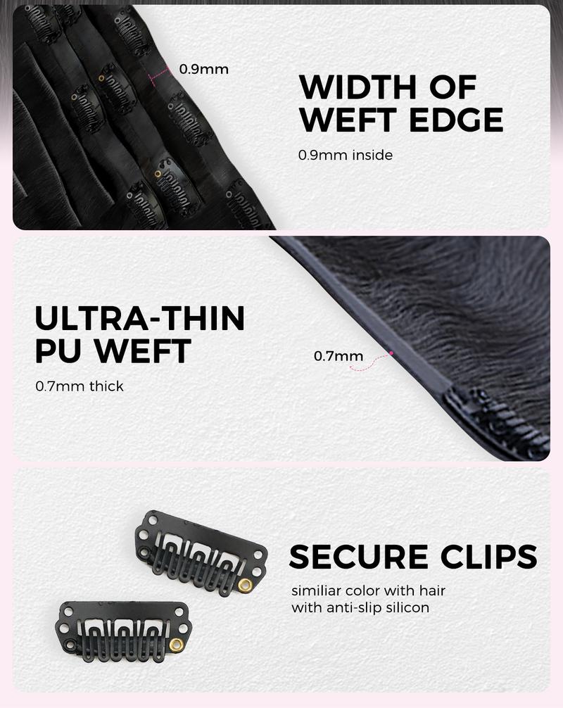 LASHEY 100% Virgin Human Hair Extensions | Seamless & Invisible Edge Clip-In | 14-24 Inch | Silky Straight, Body Wave, Kinky Straight, Kinky Curly  [valentines gifts]