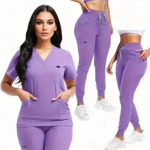 Short Sleeve Handwashing Uniform Women Nurse Isolation Workwear Brush Hands Attire Uniform Nurse Waiter Role Play Costume Props