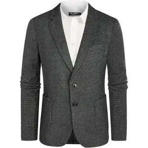 Men's Herringbone Tweed Blazer British Wool Blend Sport Coat Jacket