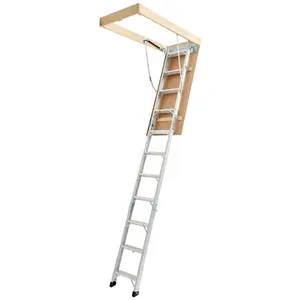 Attic Ladder, 375LBS/ 170KG Capacity, 9.8 to 10.3 ft/ 3 to 3.13 m Height Adjustable, Multi-Purpose Foldable Aluminium Attic Stairs, Fits 7.66 to 10.25 ft Ceiling Heights for Convenient Access