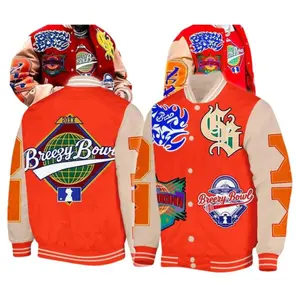Breezy Bowl Tour 2025 Varsity Baseball Jacket, Hip Hop Concert Music Fan Streetwear Festival Outfit, Gift For Him, Gift For Her