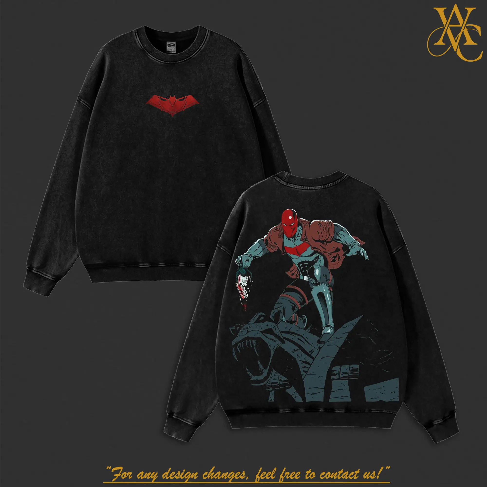 Retro Red Hood Bat Family Tshirt Sweatshirt Hoodie Double Printed Oversize Lightweight Acid Washed Tee TV Show Graphic Top Cotton Gift T-Shirt For Comic Lover, Gift T-Shirt For Movie Lover