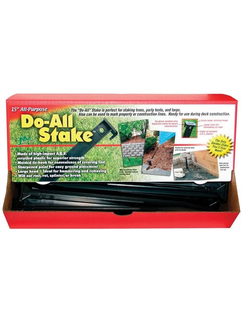 Master Mark 12151 15 in. Do-All Stakes - pack of 24, outdoor garden supplies for gardeners with molded tie-hooks to mark property lines