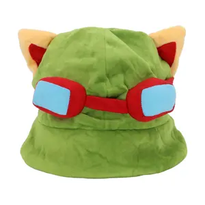 Kawaii Swift Scout Timor Teemo's Hat, Forest Plush Hat, Cute Cartoon Raccoon Style Cosplay Cap, Warm Winter Headwear for Adults & Kids